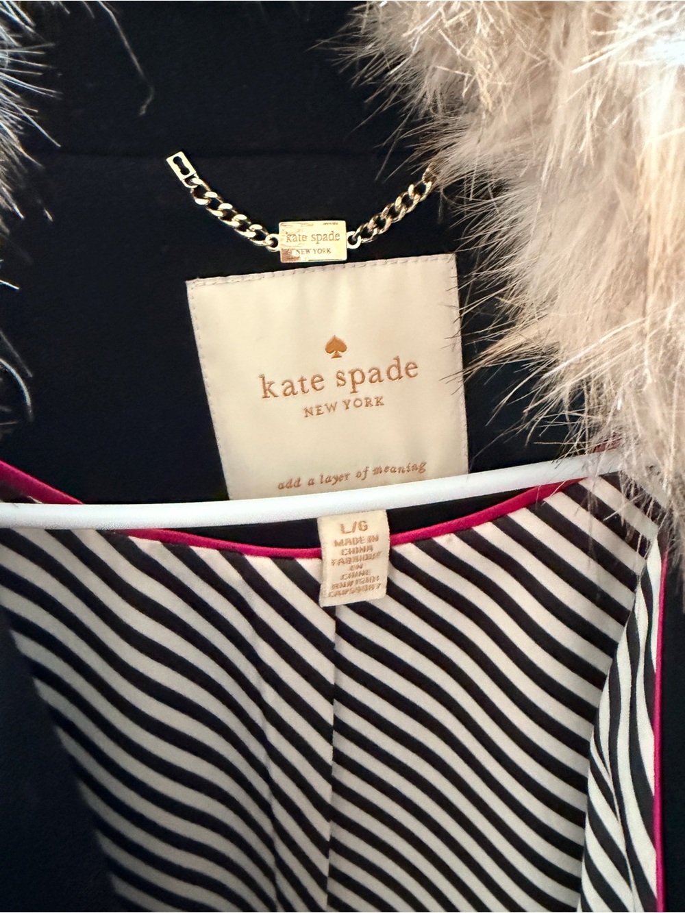 kate spade Black Coat with Faux Fur Collar - Picture 3 of 4